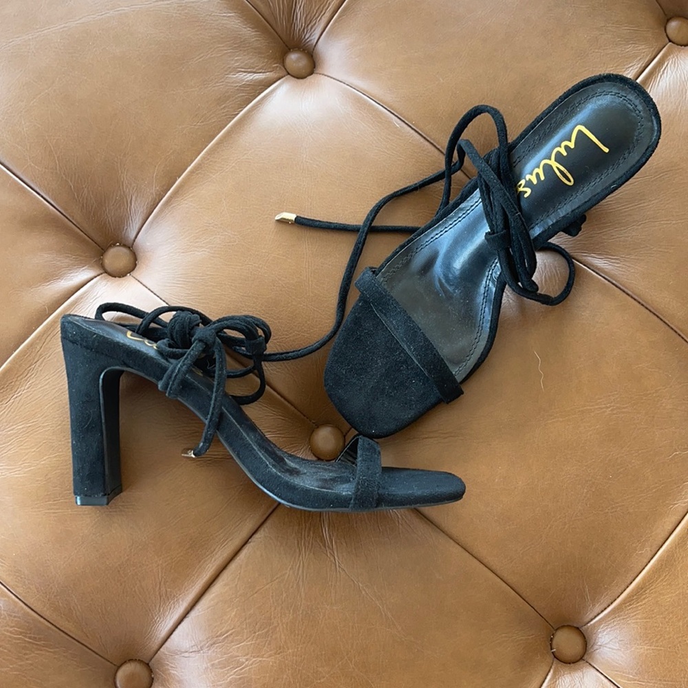 Brand new black suede heels
